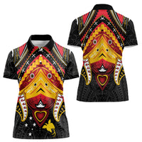 Papua New Guinea Independence Day Women Polo Shirt Tribal Mask LT05 - Polynesian Pride