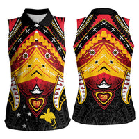 Papua New Guinea Independence Day Women Sleeveless Polo Shirt Tribal Mask - Polynesian Pride