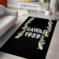 Hawaii Statehood Day Area Rug Kakau Pattern With Maile Pikake Honohono Lei