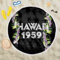 Hawaii Statehood Day Beach Blanket Kakau Pattern With Maile Pikake Honohono Lei