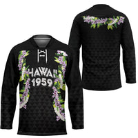 Hawaii Statehood Day Hockey Jersey Kakau Pattern With Maile Pikake Honohono Lei