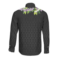 Hawaii Statehood Day Long Sleeve Button Shirt Kakau Pattern With Maile Pikake Honohono Lei