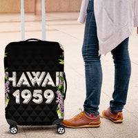 Hawaii Statehood Day Luggage Cover Kakau Pattern With Maile Pikake Honohono Lei