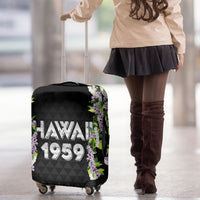 Hawaii Statehood Day Luggage Cover Kakau Pattern With Maile Pikake Honohono Lei