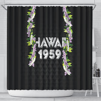 Hawaii Statehood Day Shower Curtain Kakau Pattern With Maile Pikake Honohono Lei