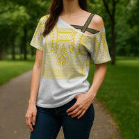 Philippines Filipinos Cross Shoulder Shirt Igorot Tribal Pattern White