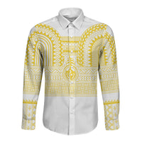 Philippines Filipinos Long Sleeve Button Shirt Igorot Tribal Pattern White