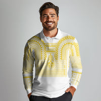 Philippines Filipinos Long Sleeve Polo Shirt Igorot Tribal Pattern White