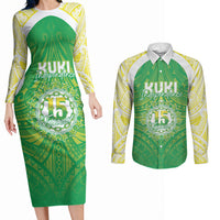 Kuki Independence 2026 Couples Matching Long Sleeve Bodycon Dress and Long Sleeve Button Shirt Cook Islands 15 Finest Green Version
