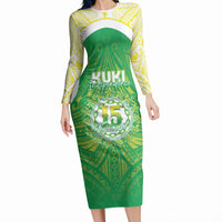 Kuki Independence 2026 Long Sleeve Bodycon Dress Cook Islands 15 Finest Green Version