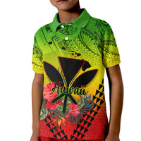 Personalized Hawaii Kid Polo Shirt Kakau Kanaka Maoli With Hibiscus Flowers LT05 Kid Reggae - Polynesian Pride