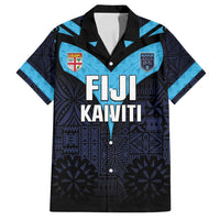 Custom Fiji Kaiviti Rugby Family Matching Long Sleeve Bodycon Dress and Hawaiian Shirt Fiji Tapa Pattern LT05 Dad's Shirt - Short Sleeve Blue - Polynesian Pride