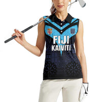 Custom Fiji Kaiviti Rugby Women Sleeveless Polo Shirt Fiji Tapa Pattern
