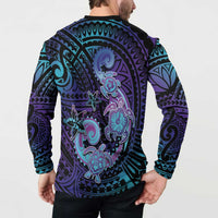 Hawaii Makahiki Turtle Button Sweatshirt Spiral Polynesian Tattoo