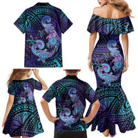 Hawaii Makahiki Turtle Family Matching Mermaid Dress and Hawaiian Shirt Spiral Polynesian Tattoo LT05 - Polynesian Pride