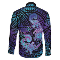 Hawaii Makahiki Turtle Family Matching Short Sleeve Bodycon Dress and Hawaiian Shirt Spiral Polynesian Tattoo LT05 - Polynesian Pride