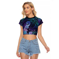Hawaii Makahiki Turtle Raglan Cropped T Shirt Spiral Polynesian Tattoo
