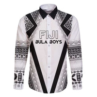 Custom Bula Fiji Football Family Matching Long Sleeve Bodycon Dress and Hawaiian Shirt Go Champions LT05 Dad's Shirt - Long Sleeve White - Polynesian Pride