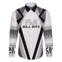 Custom Bula Fiji Football Family Matching Short Sleeve Bodycon Dress and Hawaiian Shirt Go Champions LT05 Dad's Shirt - Long Sleeve White - Polynesian Pride