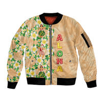 Aloha Hawaii Chilly Christmas Sleeve Zip Bomber Jacket Tropical Vibes