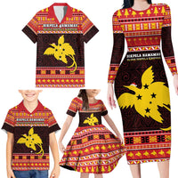 Papua New Guinea Christmas Family Matching Long Sleeve Bodycon Dress and Hawaiian Shirt Santa Raggiana LT05 - Polynesian Pride