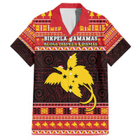 Papua New Guinea Christmas Family Matching Off The Shoulder Long Sleeve Dress and Hawaiian Shirt Santa Raggiana LT05 Dad's Shirt - Short Sleeve Red - Polynesian Pride