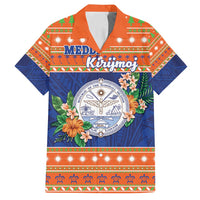 Marshall Islands Christmas Family Matching Long Sleeve Bodycon Dress and Hawaiian Shirt Marshallese Seal Meddi Kirijmoj LT05 Dad's Shirt - Short Sleeve Orange - Polynesian Pride