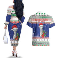 Northern Mariana Islands Christmas Couples Matching Off The Shoulder Long Sleeve Dress and Hawaiian Shirt Poinsettia Filis Pasgua LT05 - Polynesian Pride
