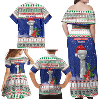 Northern Mariana Islands Christmas Family Matching Off Shoulder Maxi Dress and Hawaiian Shirt Poinsettia Filis Pasgua
