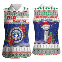 Northern Mariana Islands Christmas Women Sleeveless Polo Shirt Poinsettia Filis Pasgua