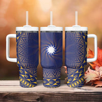 Nauru Angam Day Tumbler With Handle Polynesian Tribal Pattern Unique Style - Polynesian Pride