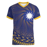 Nauru Angam Day Women V-Neck T-Shirt Polynesian Tribal Pattern Unique Style - Polynesian Pride