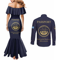 Personalised Federated States Of Micronesia Couples Matching Mermaid Dress and Long Sleeve Button Shirt FSM Passport - Polynesian Pride