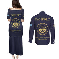 Personalised Federated States Of Micronesia Couples Matching Puletasi and Long Sleeve Button Shirt FSM Passport - Polynesian Pride