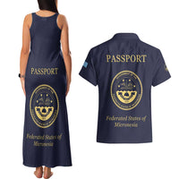 Personalised Federated States Of Micronesia Couples Matching Tank Maxi Dress and Hawaiian Shirt FSM Passport - Polynesian Pride