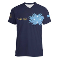 Personalised Federated States Of Micronesia Women V-Neck T-Shirt FSM Passport - Polynesian Pride