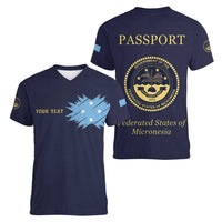 Personalised Federated States Of Micronesia Women V-Neck T-Shirt FSM Passport - Polynesian Pride