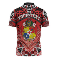 Personalised Tonga Constitution Day Zipper Polo Shirt 150 Years Jubilee - Polynesian Pride