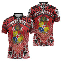 Personalised Tonga Constitution Day Zipper Polo Shirt 150 Years Jubilee - Polynesian Pride