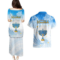 Polynesia Hanukkah Festival Couples Matching Puletasi Dress and Hawaiian Shirt With Menorah Polynesian Style LT05 - Polynesian Pride