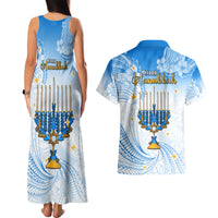 Polynesia Hanukkah Festival Couples Matching Tank Maxi Dress and Hawaiian Shirt With Menorah Polynesian Style LT05 - Polynesian Pride