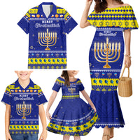 Personalised Polynesia Christmukkah Family Matching Mermaid Dress and Hawaiian Shirt Menorah With Polynesian Tribal Pattern LT05 - Polynesian Pride
