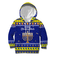 Personalised Polynesia Christmukkah Kid Hoodie Menorah With Polynesian Tribal Pattern LT05 Hoodie Blue - Polynesian Pride