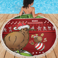 New Zealand Kiwi Christmas Beach Blanket Paua Shell Glitter Green