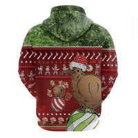 New Zealand Kiwi Christmas Zip Hoodie Paua Shell Glitter Green LT05 - Polynesian Pride