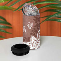 Polynesia 4 in 1 Can Cooler Tumbler Brown Tribal Turtle Floral Pattern
