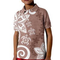 Polynesia Kid Polo Shirt Brown Tribal Turtle Floral Pattern
