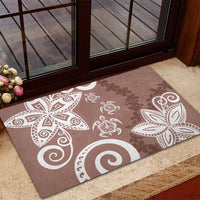 Polynesia Rubber Doormat Brown Tribal Turtle Floral Pattern