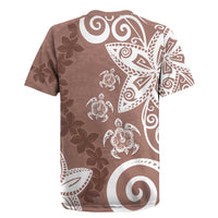 Polynesia Rugby Jersey Brown Tribal Turtle Floral Pattern