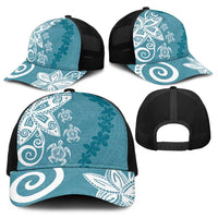 Polynesia Baseball Net Cap Hippie Blue Tribal Turtle Floral Pattern LT05 - Polynesian Pride